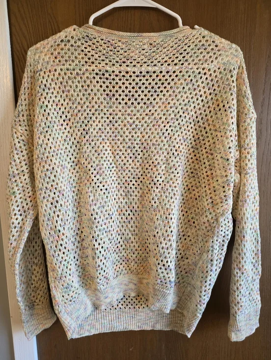 John + Jenn Pastel Open-Weave Crewneck Sweater - Multicolor - Picture 3 of 3